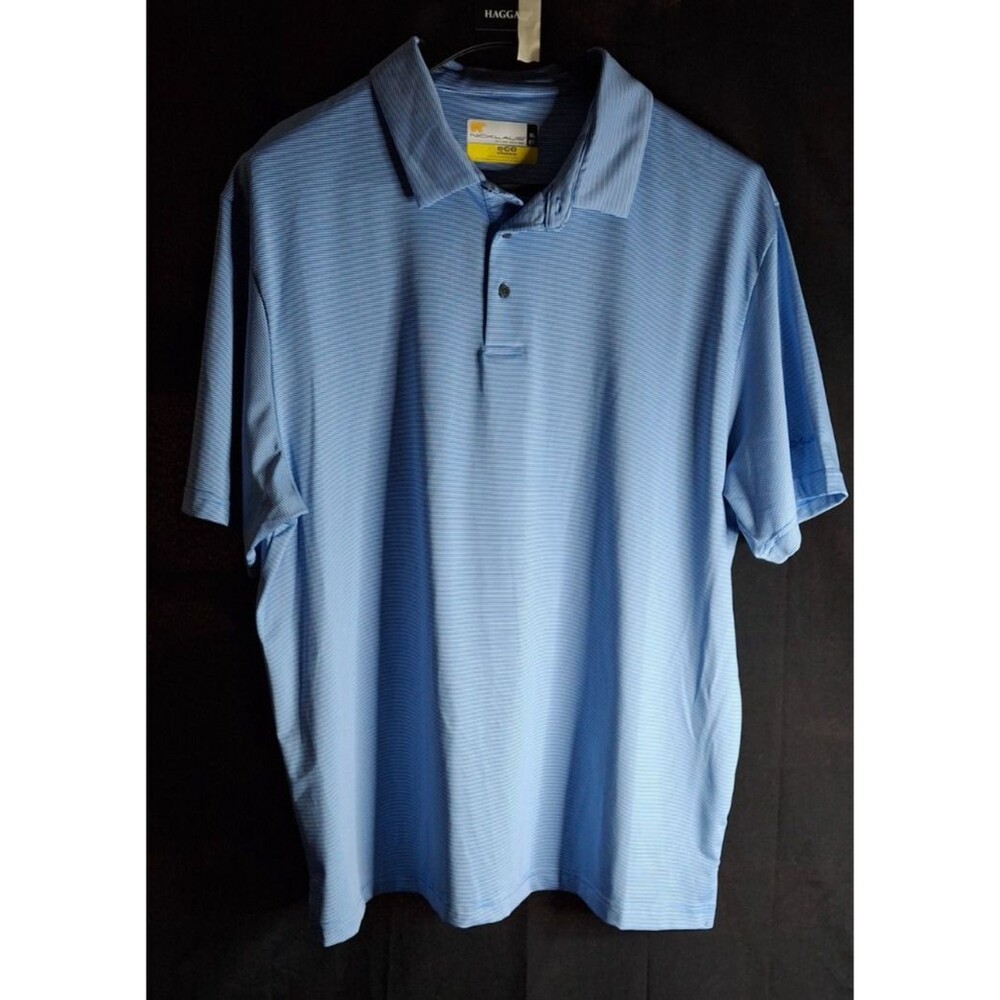 Jack Nicklaus Men's XL Blue Striped Golf Polo Shirt Short Sleeve Collared